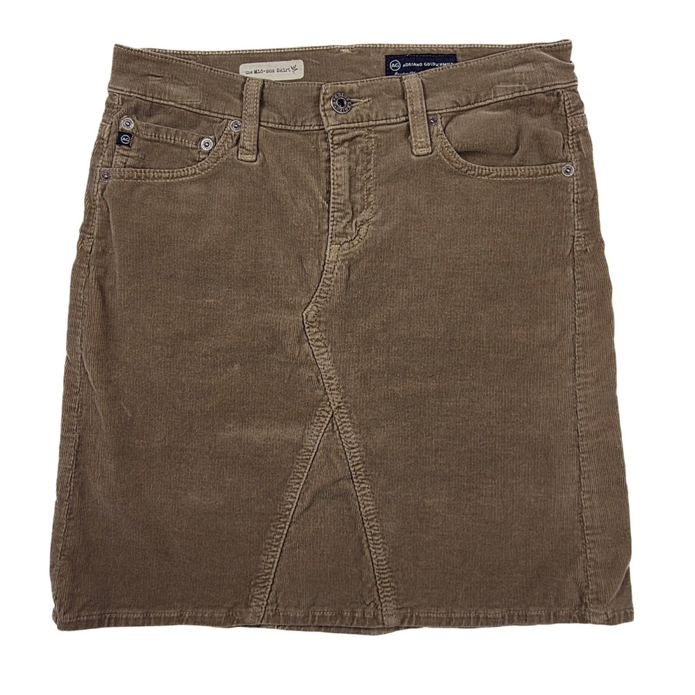 Adriano Goldschmied USA Made Brown Corduroy The Mid Box Skirt Women's Size 27x18